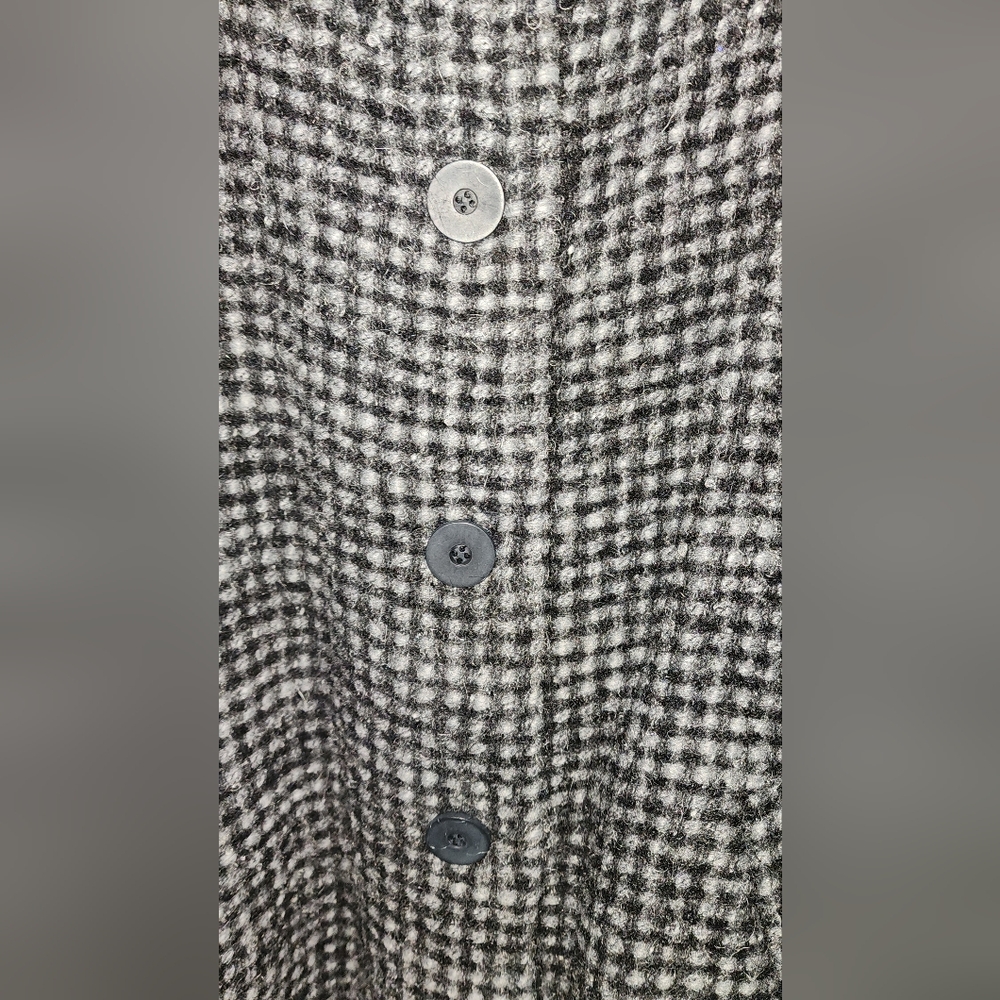 Eileen Fisher Black Grey Oversized Houndstooth Alpaca Wool Coat Size Medium - Picture 4 of 8